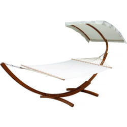Habitat Et Jardin - Hamac bois 'Dallas xl' - Avec toile en coton et auvent - Ecru