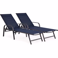Lot de 2 Bains de soleil en métal Farniente - Bleu nuit