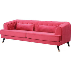 Habitat Et Jardin Canapé Fixe En Velours "gloria" - 216 X 86 X 76 Cm - 3 Places - Rouge