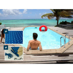 Piscine bois ' Cordoue ' - 3.48 x 2.15 x 1.18 m + Bâche à bulles 180 µ - Bâche hiver 280 g/m²