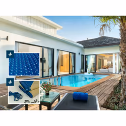 Kit piscine bois du Nord rectangle Aruba - Hors sol - 5.00 x 3.00 x 1.24 m - Pin traité autoclave classe 4 - Liner 75/100 ème ...