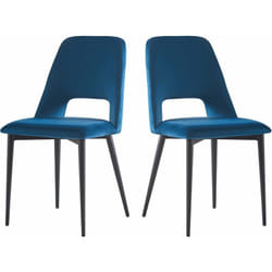 Habitat Et Jardin - Lot de 2 Chaises en velours 'Fedora' - Bleu foncé