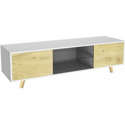 Habitat Et Jardin - Meuble tv led 'Inna' - 140 x 42 x 45 cm - Blanc/Chêne
