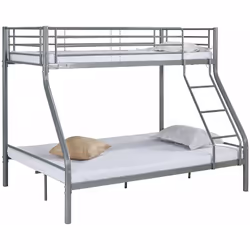 Description générale Le lit superposé en métal 'Léo' est idéal pour optimiser l'espace dans les petites chambres. Avec des di ...