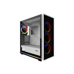 MRED - Boîtier PC Gamer ATX - Blanc RGB White Destroyer Glass-G
