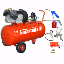 Description générale Compresseur 100L 3CV V204710, de conception coaxiale à entraînement direct, équipé d'un groupe de compre ...