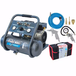 Description générale Compresseur silencieux 6L 0,75CV SIL6JPRO avec kit de 6 accessoires raccords rapides en valise nylon. Ce ...