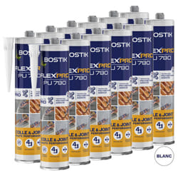 Bostik - Lot de 12 Mastics polyuréthane multi-usages flexpro PU790 300ml (Blanc, Gris, Brun, Noir ou Beige) Couleur: Noir