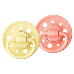 Dodie Gaïa 2 Sucettes Rondes 6-36 Mois - Couleur : Rose et Jaune