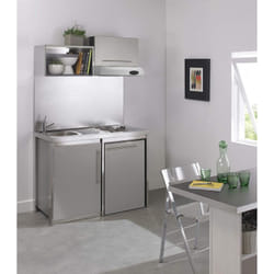 MODERNA Kitchenette complète METALLINE 120x60 Gris Aluminium