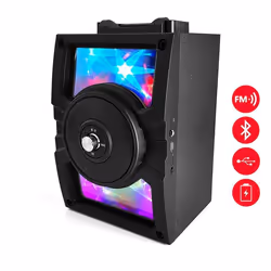 Enceinte mobile karaoké effet Magic Mirror - batterie - BT/USB/SD/FM - LedWood LED-5B401BT