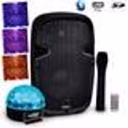 Enceinte Dj Sono autonome 8/20cm 300W USB/SD/BT + micro VHF HYBRID8VHF-BT + SixMagic RVB