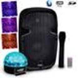 Enceinte Dj Sono autonome 8/20cm 300W USB/SD/BT + micro VHF HYBRID8VHF-BT + SixMagic RVB