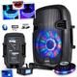 Enceinte mobile batterie PARTY-7LED RVB - 300W - USB/BT/FM + Micro + Effet OVNI LED RVB + Strobe