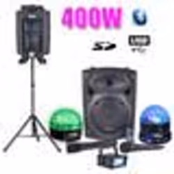 Enceinte Karaoké - IBIZA SOUND - PORT8 - 400W - Bluetooth - Micro sans fil - Pied inclus