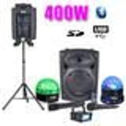 Enceinte Karaoké - IBIZA SOUND - PORT8 - 400W - Bluetooth - Micro sans fil - Pied inclus