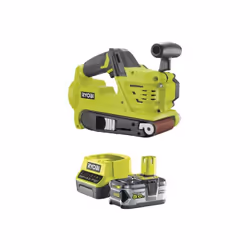 Présentation : Pack RYOBI ponceuse à bande 75mm 18V One+ R18BS-0 - 1 batterie 5.0Ah - 1 chargeur rapide 2.0Ah RC18120-15 0, i ...