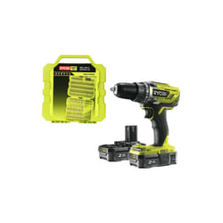 Ryobi - Pack perceusse visseuse 18V One+ - 2 batteries 2.0Ah - chargeur rapide 2.0Ah-220S - Coffret 127 accessoires de vissage perçage
