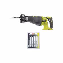 Présentation : Pack RYOBI Scie sabre 18V One+ R18RS-0 - 6 lames One+ universelles bois et métal RAK06RB , idéal pour réaliser ...
