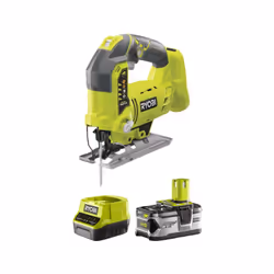 Présentation : Pack RYOBI Scie sauteuse pendulaire 18V One+ R18JS-0 - 1 batterie 5.0Ah - 1 chargeur rapide 2.0Ah RC18120-150, ...