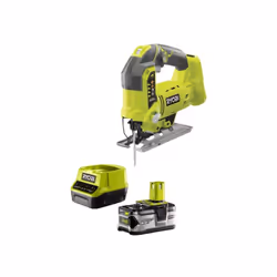 Présentation : Pack scie sauteuse pendulaire RYOBI 18 V One+ R18JS-0 - 1 batterie 18V One+ 4.0Ah LithiumPlus - 1 chargeur rap ...