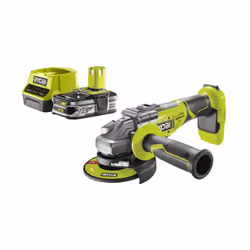 Présentation : Pack RYOBI Meuleuse d'angle brushless 18V One+ R18AG7-0 - 1 Batterie 2.5Ah - 1 Chargeur rapide RC18120-125, pa ...