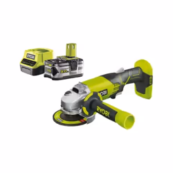 Présentation : Pack RYOBI Meuleuse d'angle 18 V One+ R18AG-0 - 1 batterie 5.0Ah - 1 chargeur rapide 2.0Ah RC18120-150 , Meule ...