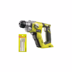 Description générale Pack Marteau perforateur RYOBI 18V One+ sans batterie ni chargeur R18SDS-0, incluant un kit de 3 burins  ...