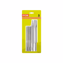 Présentation : Kit 3 forets RYOBI plus 2 burins SDS+ - RAKSP05, idéal pour vos travaux de perçages et de percussions. Compati ...