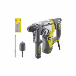 Présentation : Pack Perforateur Burineur RYOBI SDSPLUS 800W - 4 modes - RSDS800-KC - Kit 3 forets RYOBI plus 2 burins SDS+ -  ...