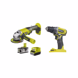 Présentation : Pack Ryobi - Perceuse Visseuse 18V One Plus - R18DD2-0 - Meuleuse d'angle 18V One+ - R18AG-140S - 1 batterie 4 ...