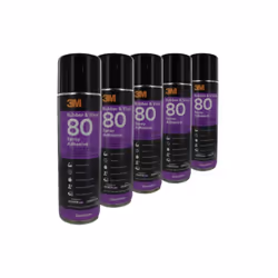 Présentation : Le Lot de 5 colles en aérosol 3M Scotch-Weld 80 néoprène - 500 ml contient des colles de contact au néoprène à ...