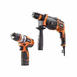 Présentation : Pack AEG Perforateur burineur électrique SDSPLUS 800W 2.4 Joules - Perceuse-visseuse 12V Prolithium-ion, est u ...