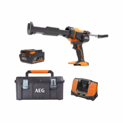 P résentation : Pack AEG 18V - Pistolet à silicone - Batterie 4.0 Ah - Chargeur - Caisse de rangement , idéal pour l'applicat ...