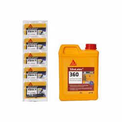 Présentation : Pack Maçonnerie SIKA - 5x SikaCem Fibre 6 150g - Résine d'accrochage SikaLatex 360 2L , idéal pour réaliser mo ...