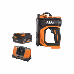 P résentation : Pack AEG 18V - Mini compresseur Brushless - Batterie 4.0 Ah - Chargeur , compact, pratique et facile d'utilis ...