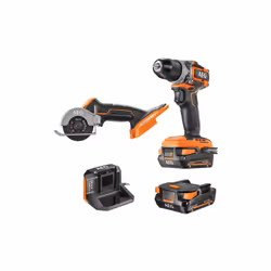 Présentation : Le pack AEG Perceuse-visseuse - Mini scie multi-matériaux - 18 V - Subcompact - Brushless - 2 Batteries 2,0 Ah ...