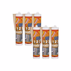 Lot de 6 mastics silicone SIKA Sikasil construction - Beige - 300ml