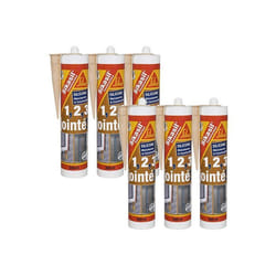 Lot de 6 mastics silicone SIKA Sikasil construction - Beige - 300ml