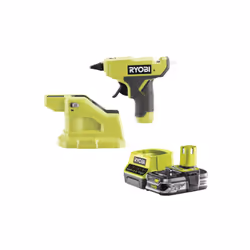 Présentation : Pack RYOBI Pistolet à colle 18V One+ RGLM18-0 - 1 Batterie 2.5Ah - 1 Chargeur rapide RC18120-125 , ce pistolet ...
