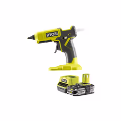 Présentation : Pack RYOBI Pistolet à colle 2 températures 18V One+ RGL18-0 - 1 Batterie 2.5Ah - 1 Chargeur rapide RC18120-125 ...