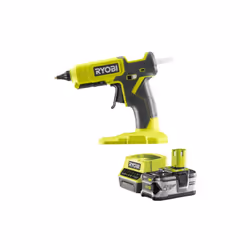Présentation : Pack RYOBI Pistolet à colle 2 températures 18V One+ RGL18-0 - 1 Batterie 4.0Ah - 1 Chargeur rapide RC18120-140 ...