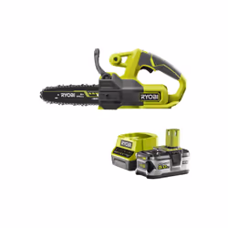Présentation : Pack RYOBI Tronçonneuse 18V One+ RY18CS20A-0 - 1 Batterie 5.0Ah - 1 Chargeur rapide RC18120-150 , la tronçonne ...