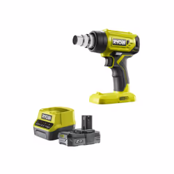Présentation : Le pack RYOBI Pistolet à air chaud 18V R18HG-0 - 1 batterie 2.0Ah - 1 chargeur rapide RC18120-120 qui contient ...