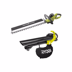 Présentation : Le pack RYOBI taille-haies électrique 600W RHT6160RS - Souffleur aspiro-broyeur électrique 3000W 3en1 RBV3000C ...