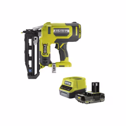 Présentation : Pack RYOBI Cloueur de finition à air comprimé R16GN18-0 - 18 V One+ - 1 batterie 2.0Ah - 1 chargeur rapide RC1 ...