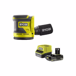 Présentation : Pack RYOBI Ponceuse excentrique RROS18-0 - 18V One+ - 1 batterie 2.0Ah - 1 chargeur rapide RC18120-120 e ponce ...