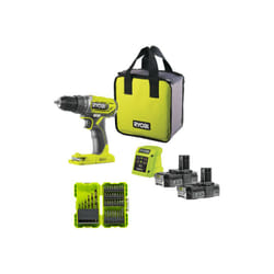 Ryobi - Pack Perceuse Visseuse R18DD2-220S - 18V One Plus - 2 batteries 2,0Ah - chargeur - Coffret antichocs empilable 38 accessoires - porte embouts