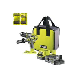 Ryobi - Pack Perceuse-visseuse percussion R18PD7-252S Brushless - 2 batteries 5.0 - 2.0Ah - Chargeur - 32 accessoires perçage - vissage - boulonnage