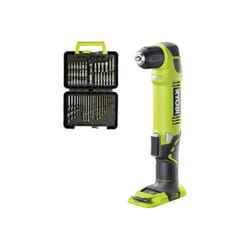 Pack RYOBI - Perceuse-visseuse d'angle RAD1801M - 18V One+ sans batterie ni chargeur - Coffret 60 accessoires - perçage et vissage RAK60DDF
